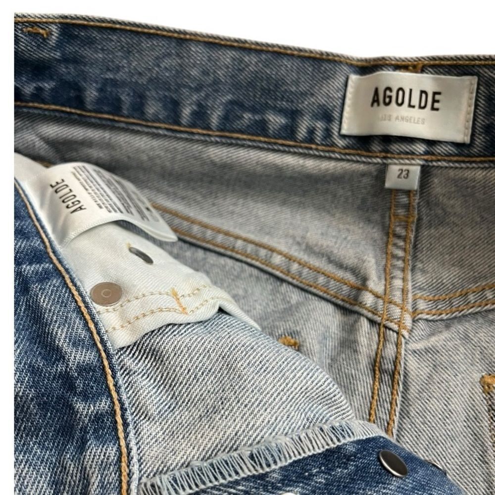 Agolde Classic Blue Denim with Silver Button - Picture 6 of 7
